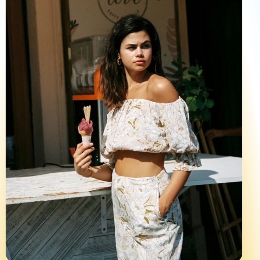 Amuse Society Floral Wide Leg Pants - Pink and Green